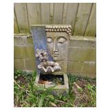 Concrete Buddha Water Feature With Floral Detail