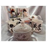 Japanese Cups, Mugs, Teapot & Mikasa Bowl