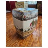 Hand-Painted Ceramic Garden Stool w/ Rooster