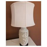 White Ceramic Table Lamp w/ Pierced Pattern