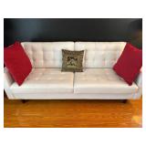 Faux Leather Sofa, Button-Tufted Upholstery