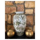 Porcelain Vase With Ferns and Holly Motif
