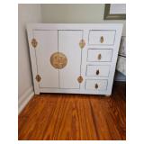 White Cabinet with Brass Hardware