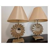 Sunburst Table Lamps w/ Beige Shades