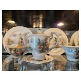 Japanese Tea Set with Mountain & Cottage Motif