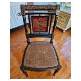 Black Chair w/ Cane Seat & Painted Back