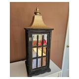 Black Wood Lantern-Style Light w/ Gold Top