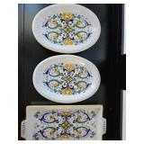 3 Nova Deruta Serving Dishes w/ Multicolor Decor