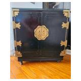 Pair, Black Wood Cabinet With Gold Accents