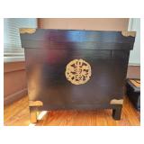 Black Wooden Chest w/ Gold Accents & Lid