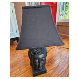 Black Buddha Table Lamp w/ Square Shade