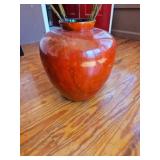 Large Red-Glazed Ceramic Vase