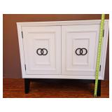 White Two-Door Cabinet with Black Hardware