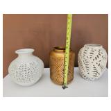 Three Decorative Vases with Cutout Designs