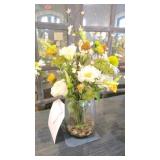 Artificial Floral Arrangement in Glass Vase
