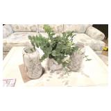 Five-Piece Vase and Floral Arrangement Set