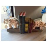 Ceramic Elephant Bookends with Books