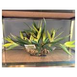 Artificial Plants in Clear Bowl with River Rocks