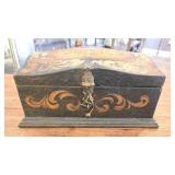 Hand-Painted Decorative Wood Box with Latch