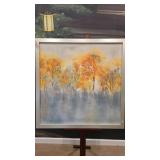 Oil on Board Painting with Gold Trees