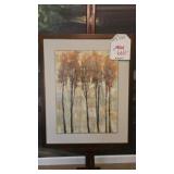 Framed Artwork with Trees in Bronze Frame