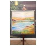 Abstract Lake Scene With Aluminum Frame