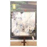 Abstract Oil on Canvas with Brushed Nickel Frame