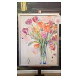 Floral Print on Board with Distressed Frame