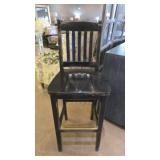 Bar Height Wooden Stool With Slatted Back