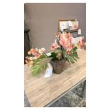 Nine-Inch Tall Vase with Artificial Flowers