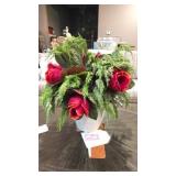 Rojas White Ceramic Vase With Floral Design