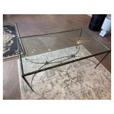 Glass-Top Coffee Table With Metal Frame