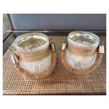 Glass Jars with Rope Handles and Snowflake Details