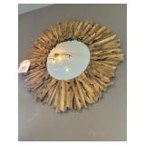 Round Hanging Mirror with Sculpted Frame