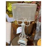 Metal Table Lamp with Mesh Shade, 34 Inches