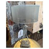 Metal Table Lamp with Mesh Shade, 34 Inches