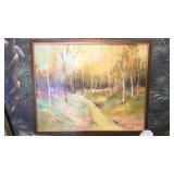 Oil on Board Woodland Path Scene