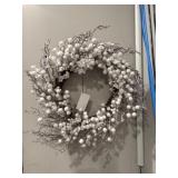 Flocked Wreath Featuring White Berries