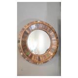 Rustic Round Mirror with Beveled Frame