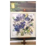 Purple Floral Oil Painting in White Frame