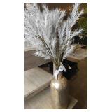 Eighteen-Inch Gilt Glass Vase with Florals