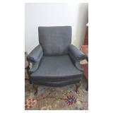 Custom Upholstered Armchair with Carved Legs