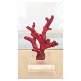 Red Coral-Style Sculpture on Acrylic Base