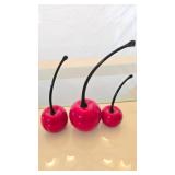 Three Blown Glass Cherries