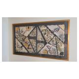 Abstract Mixed Media Artwork With Metal Frame