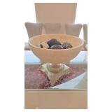 Marble Style Bowl on Ornate Metal Stand