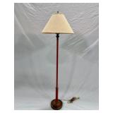Red and Brass Floor Lamp with Shade