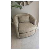 Upholstered Swivel Chair With Patterned Fabric
