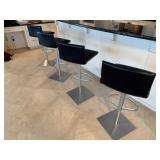 Four Adjustable Stainless Steel Barstools