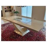 Modern Dining Table With Inset Glass and Artistic